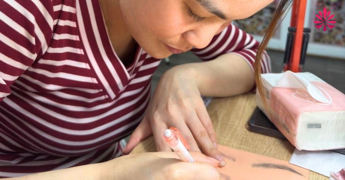 Tham gia rèn luyện tại trung tâm anh chị em còn được tặng dụng cụ phun mày